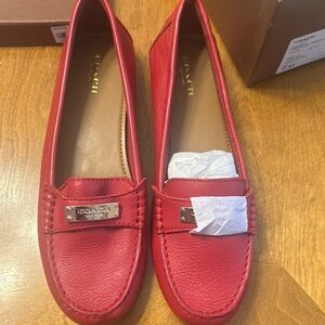Coach Red Leather Flats Classic Loafers NWB Size 9M